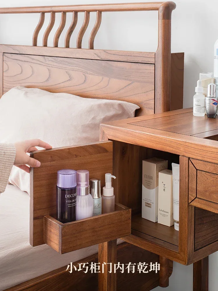 Clamshell Solid Wood Bedroom Small Apartment Elm Drawer Chinese Style Makeup Table