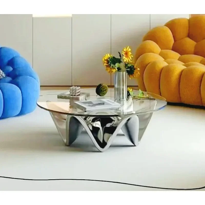 Modern Simple Glass Hexagonal Coffee Table Small Apartment Living Room Home  Minimalist Creative Round Tea Table