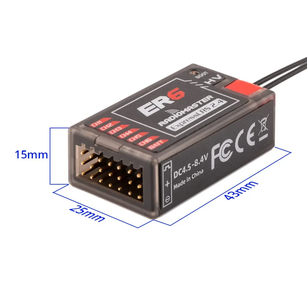 Mini ricevitore RC Radiomaster ER4 ER6G ER6GV ER8G ER8GV 2.4GHz ExpressLRS 4-8CH 100mw CRSF per FPV Drone Barca Car
