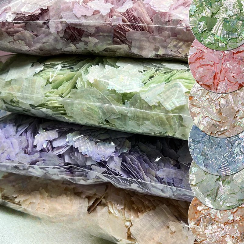 100g/Pack Bohai Bay Abalone Nail Gems - Ultra-Thin Natural Shell Fragments for Iridescent Mermaid Manicures