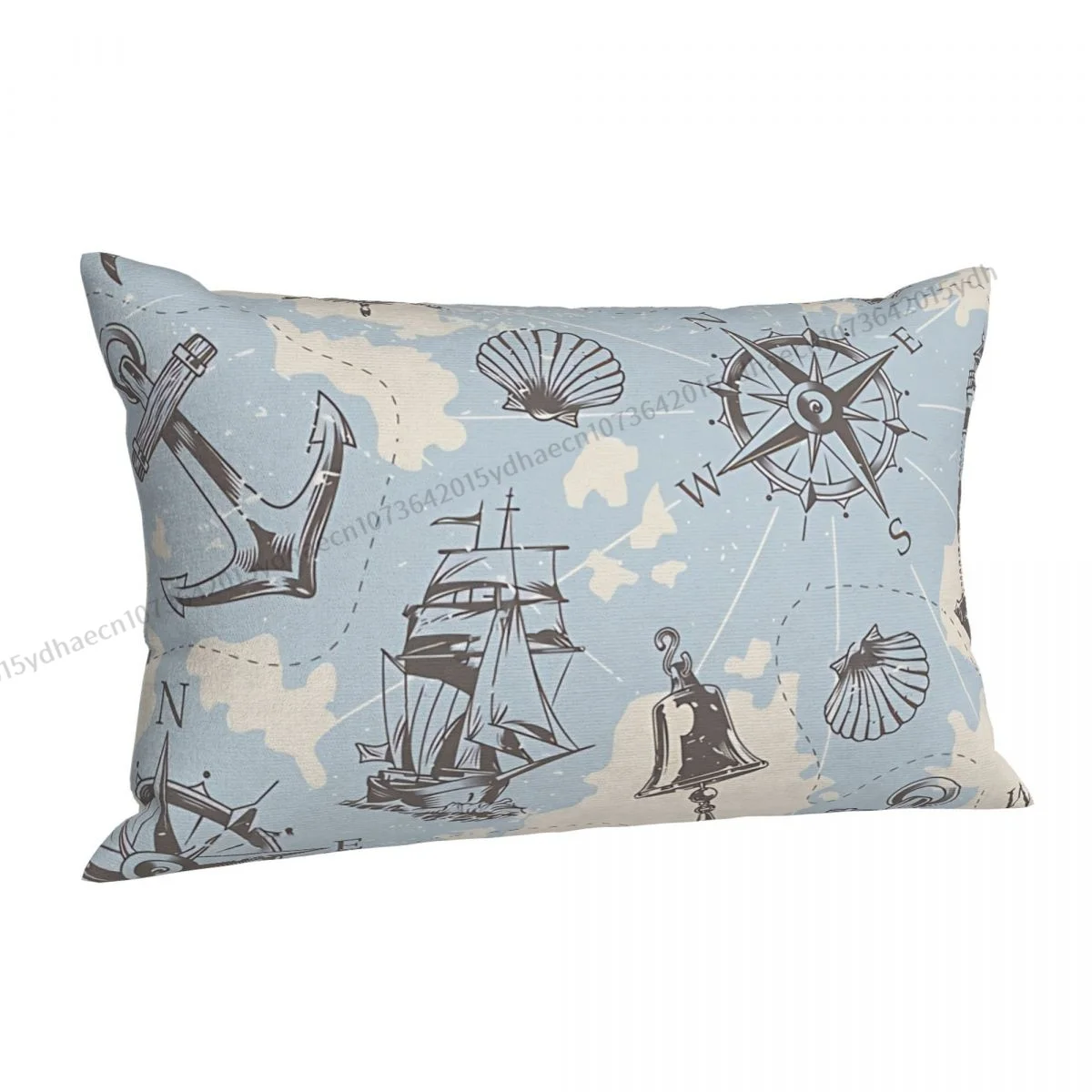 Vintage Nautical And Sea Map Pattern Polyester Pillowcase Ocean Compass Livingroom Decorative Breathable Pillow Cover Pillowcase