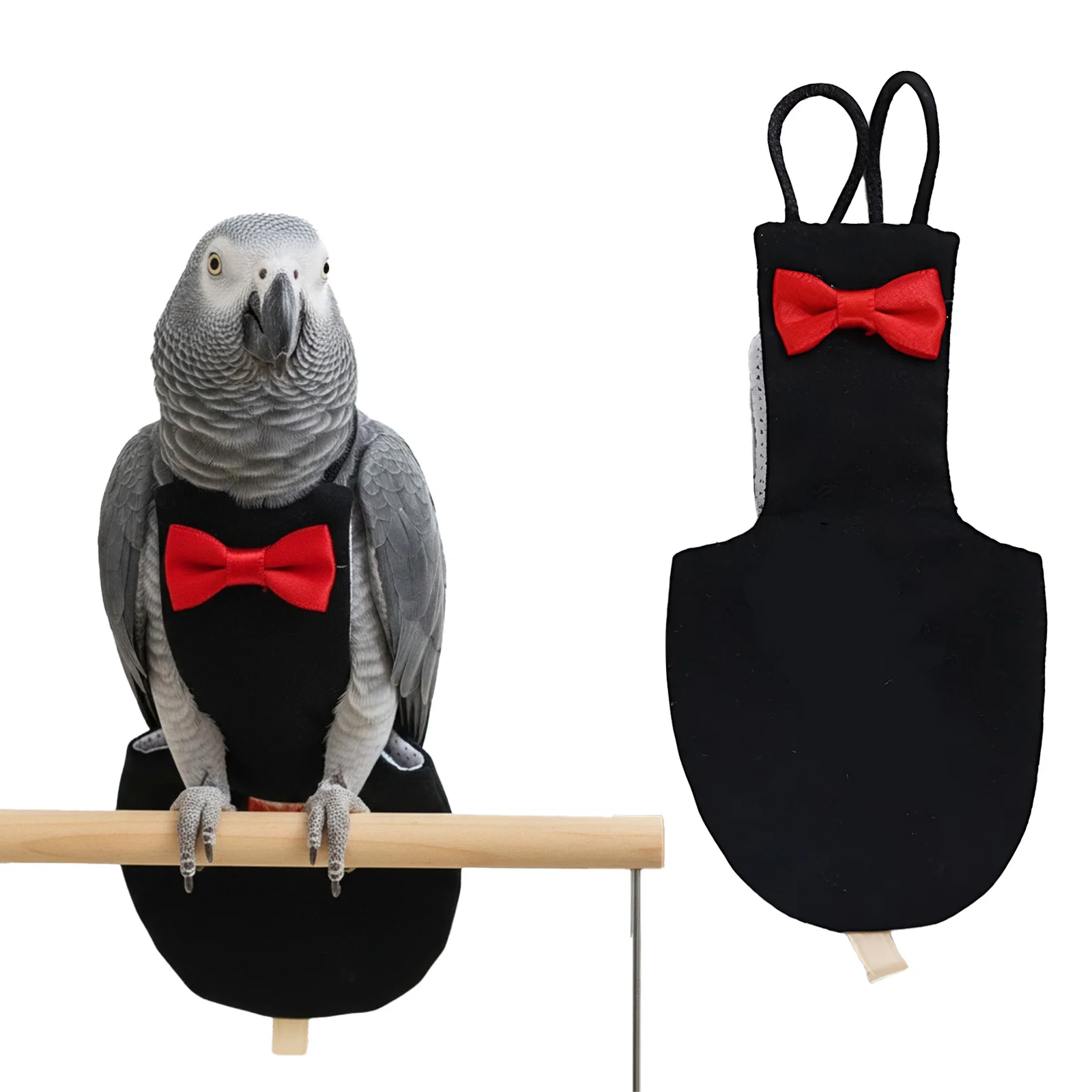 Cute Pet for Parrot Diaper Washable Reusable for Parrot Nappy Clothes with Bowtie for Macaw African Budgies Parakeet Cockatiel