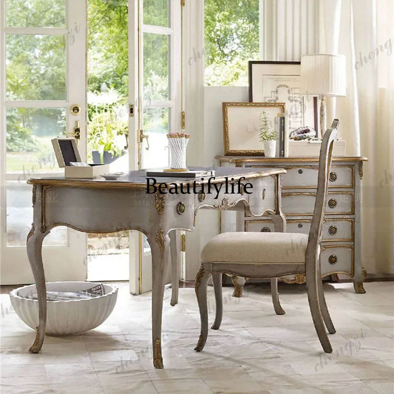 

European Luxury Office Desk Modern Wooden Aesthetic Minimalist Design Office Desk Crafts Reception