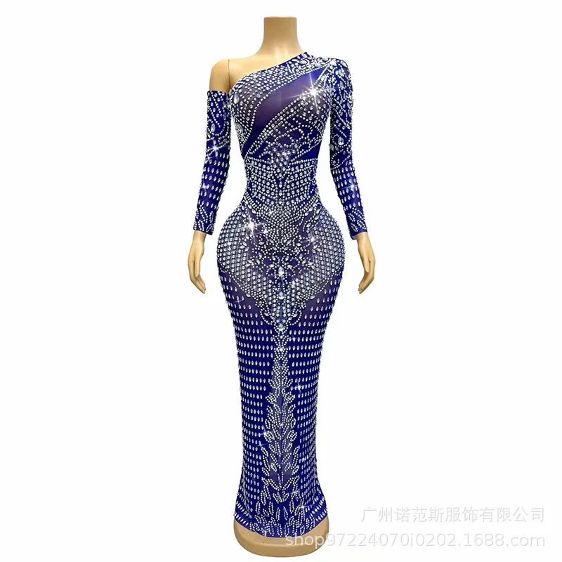 Mode One-shoulder Temperament Taille Jurk Matcha Groen Resort Wind Strand Rok Jaarvergadering Gastheer Jurk Ballkleid Luxuskleid