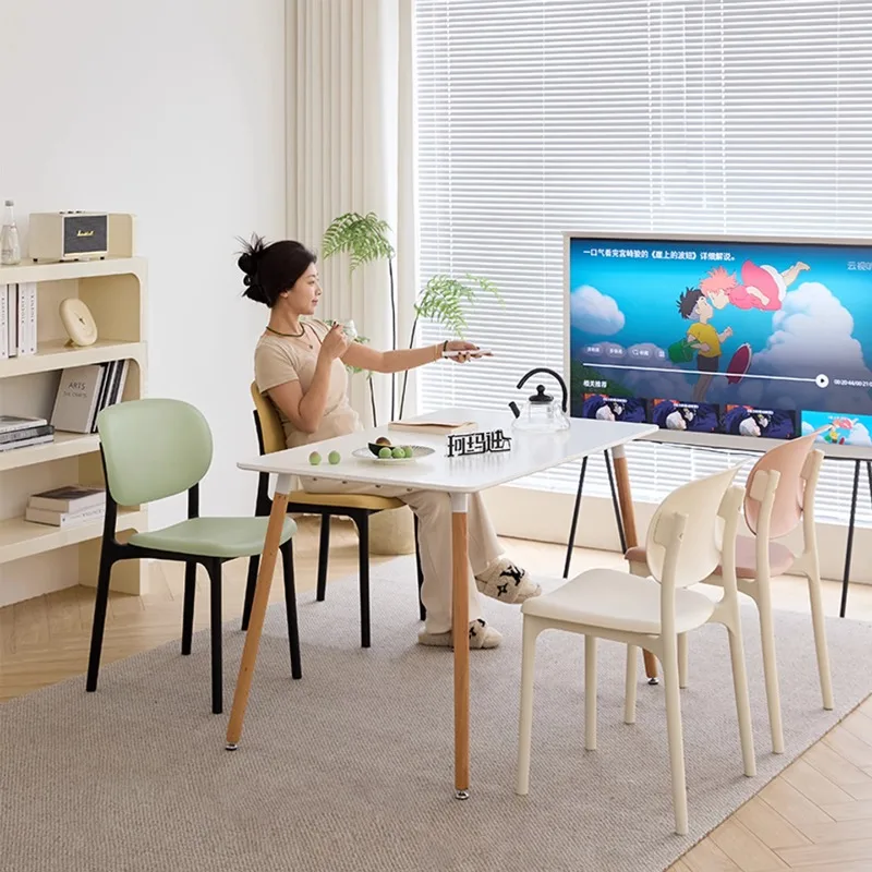 Dining Chair Small Unit Cream Wind Plastic Chair Thickened Backrest Stool Outdoor Stackable Simple Modern Chair