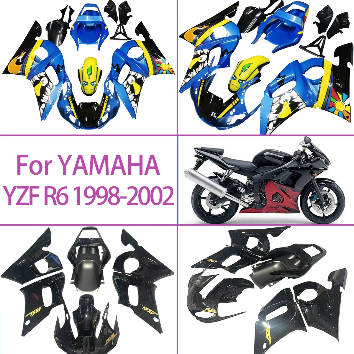 

Fairing Set 1998-2002 YZF R6 Personalized Motorcycle Fairing Kit ABS Plastic Fit For 98-02 Yamaha YZF R6