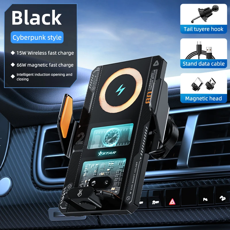 Auto Drahtlose Ladegerät Magnetische Auto Auto Halter Telefon Halterung Für Samsung iPhone Xiaomi Infrarot Induktion 66W Schnelle Ladestation – Detail 2