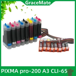 Sistema de tinta CLI 65, Compatible con Canon Pixma Pro-200, tintas CLI-65 CLI65 CLI 65 CISS, tinta completa con Chip para PIXMA Pro-200 A3 +