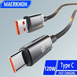 120W USB Type C Cable 6A Super Fast Charge USB C Wire For Huawei Samsung Xiaomi Oneplus Quick Charge Type C Phone Charger Cable