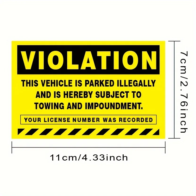 10Pcs 2.76*4.33in Violation Parking Warning Label Stickers Prank Tow Truck Warning Stickers April Fool's Day Stickers