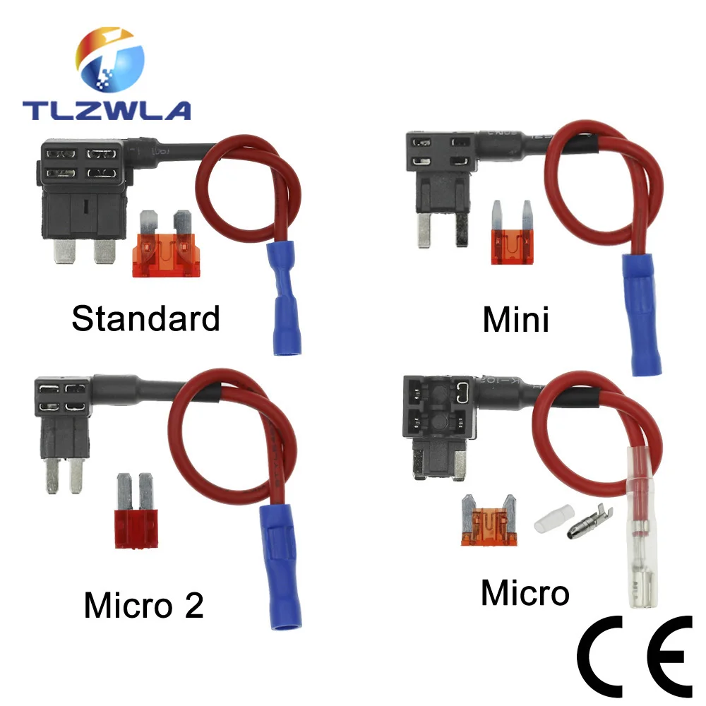 12V MINI MAŁY ŚREDNI Rozmiar Uchwyt bezpiecznika samochodowego Dodatkowy adapter TAP z bezpiecznikiem Micro Mini Standard ATM 10A