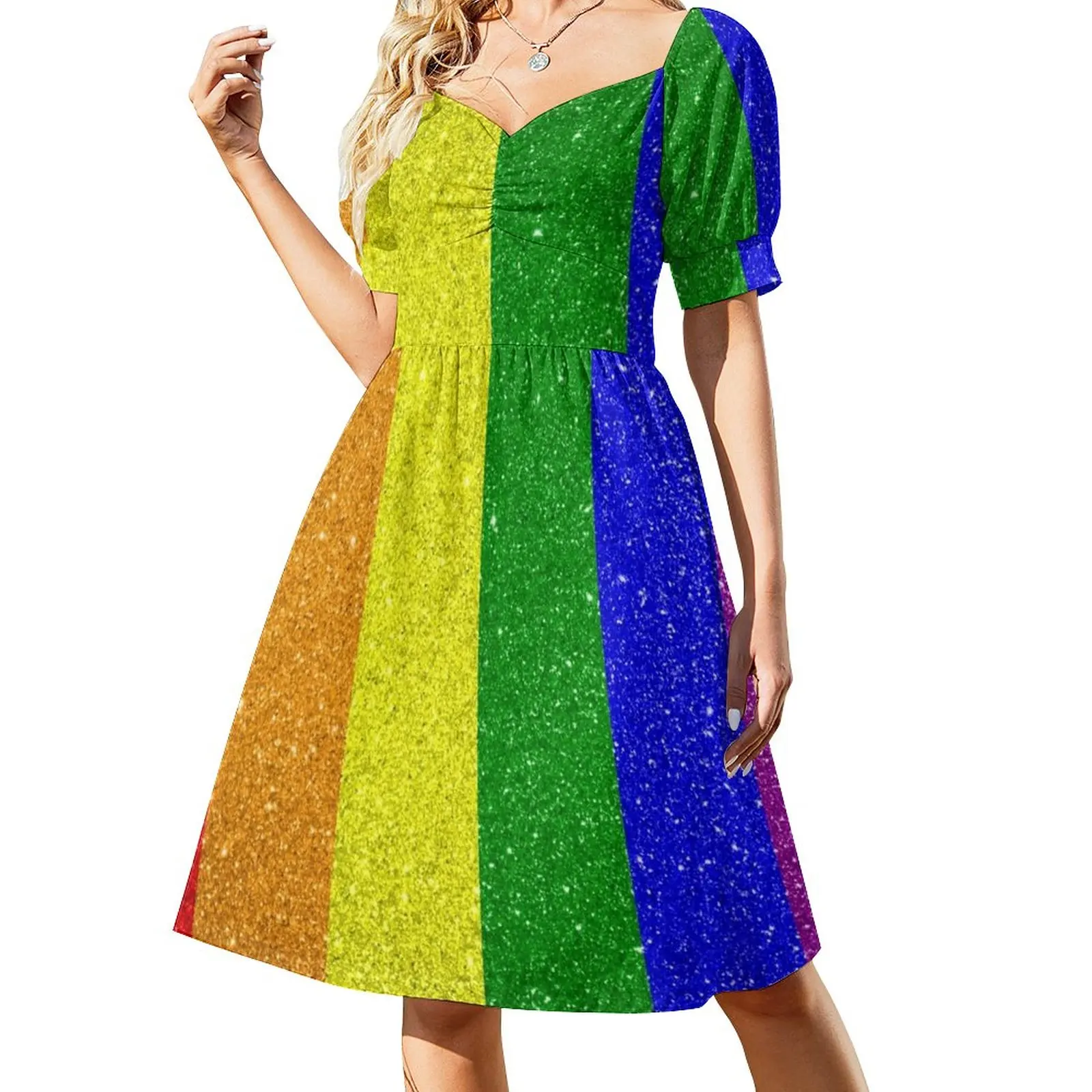 

Faux Glitter Pride Rainbow Dress Female clothing dresses for women 2023 luxury designer party summer dresses