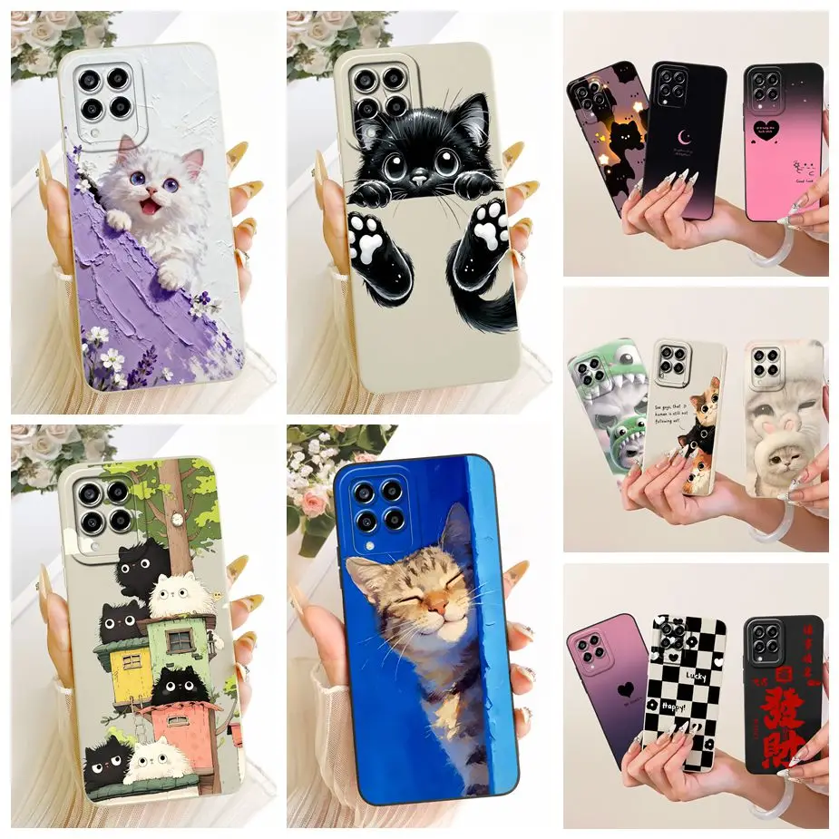 For Samsung Galaxy M33 Case SM-M336B Cute Cat New Cartoon Cover Soft TPU Phone Case For Samsung M33 M 53 Galaxy M53 Fundas Coque
