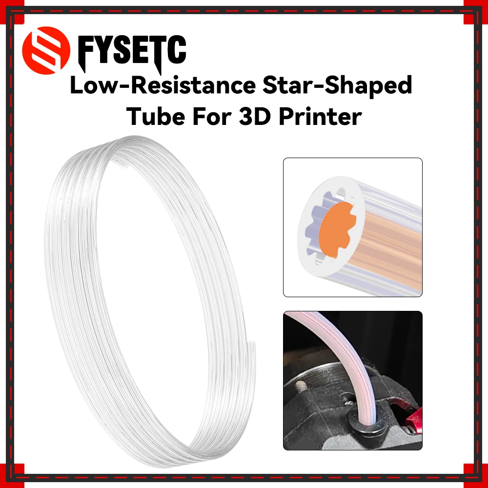 Low-Resistance Star-Shaped Tube For 3D Printer  OD Teflonto Ultra-Smooth Flow Tube 5M Stable Filament Feeding For 3D Printer