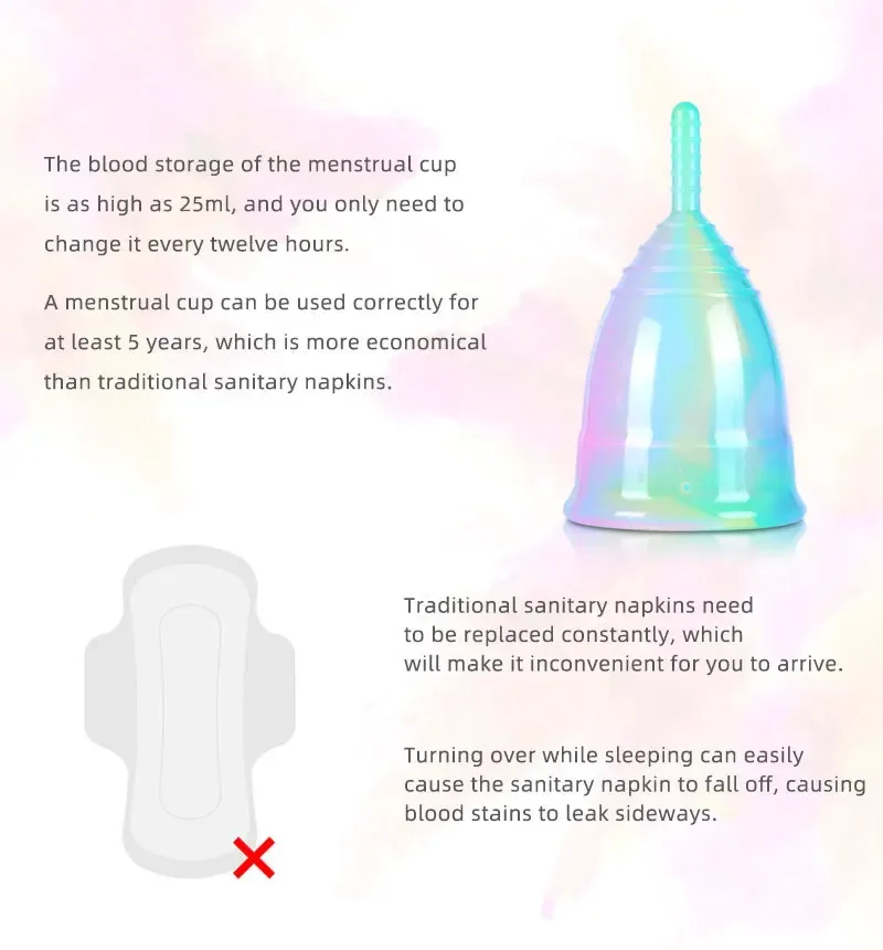 1Pcs Women Menstrual Cup Period Cup Medical Grade Silicone Feminine Hygiene Menstrual Silicone Medica Reusable Menstrual Cup