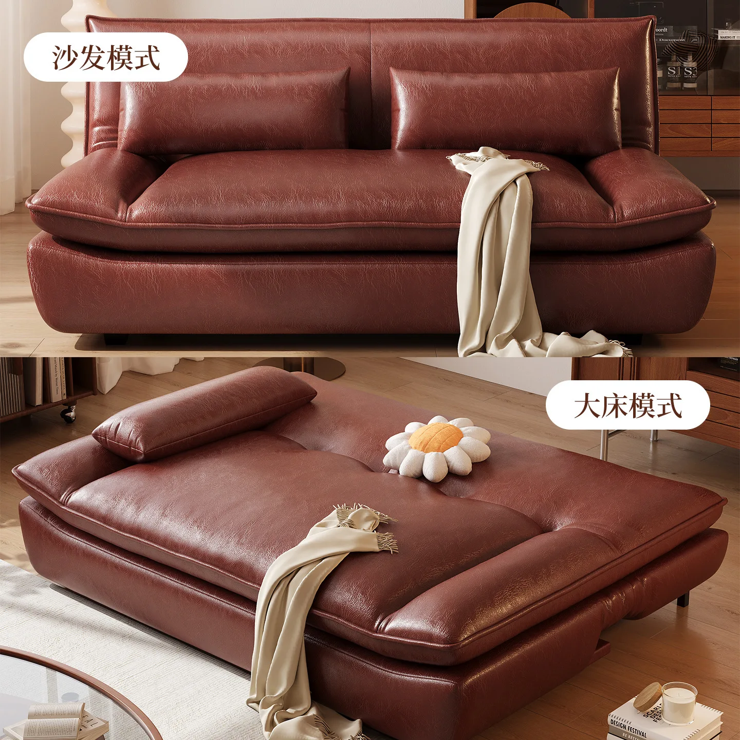 Small apartment living room, lazy medieval sailing sofa bed, straight row foldable sofa bed