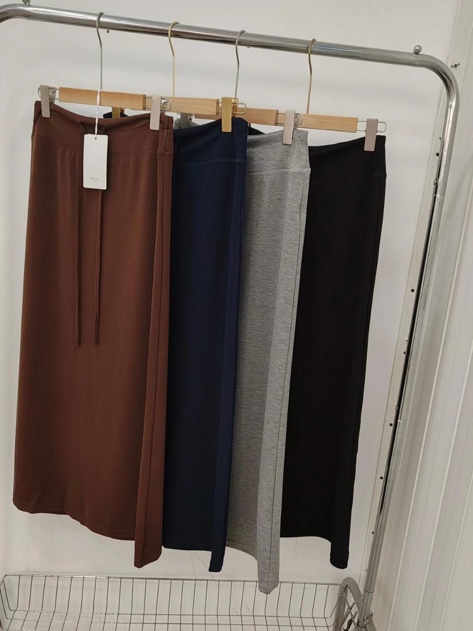 Long Straight Cut Slit Women's Skirt High Waist Drawstring Versatile Slimming Korean Style Summer 2026 WMXZ Brand