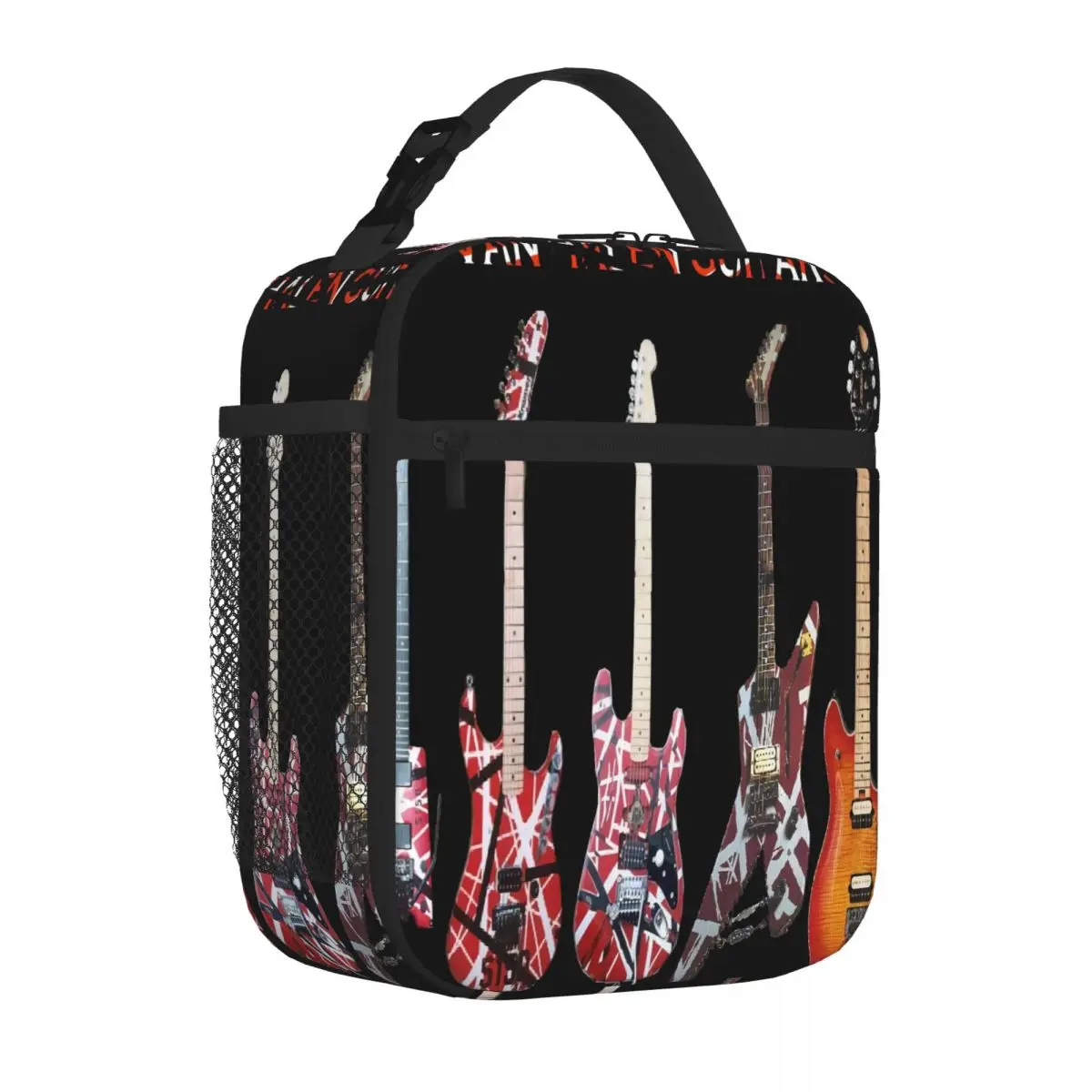 Hot Sale Van Halen Eruption Evh Guitars Black K1682 Quilted Nylon Lunch Bag Campus Lunch Meal Bag