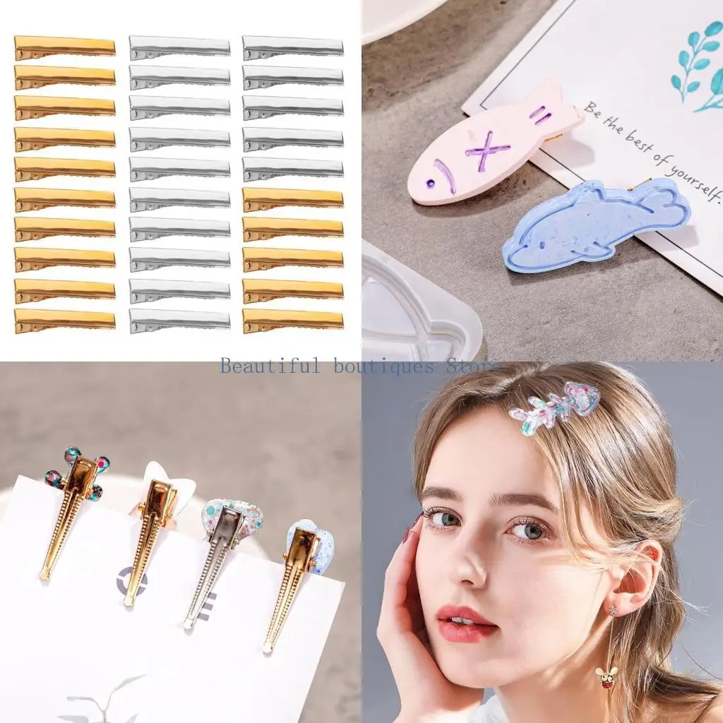 U4LF Silicone Hair Clip Resin Mold DIY Hair Pin Casting Mold Hair Clip Making Silicone Casting Tool Silicone Material for DIY