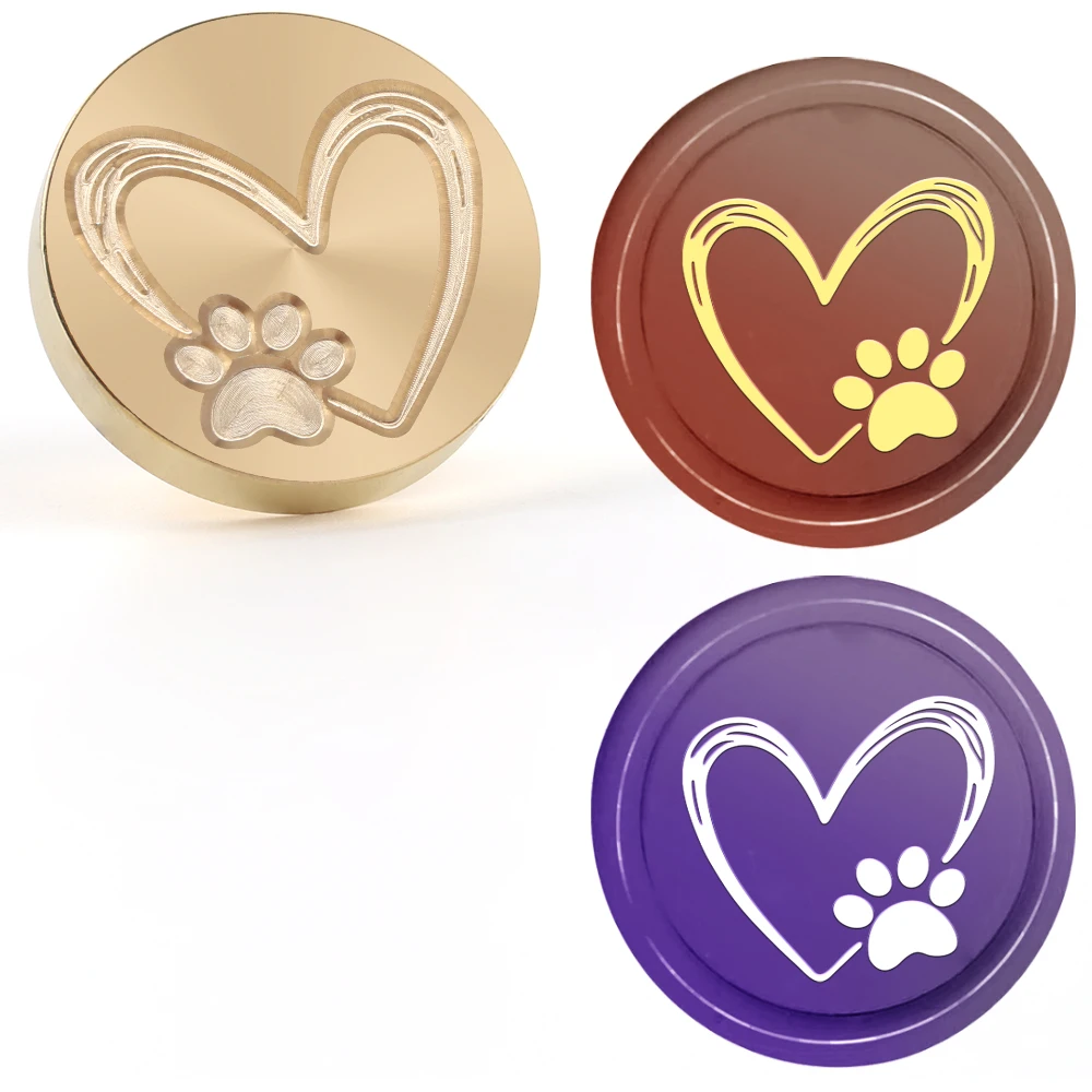 Love Paw Print, vijfpuntige ster lakzegelzegels verwisselbare koperen stempelkoppen voor het versieren van geschenken en wenskaarten