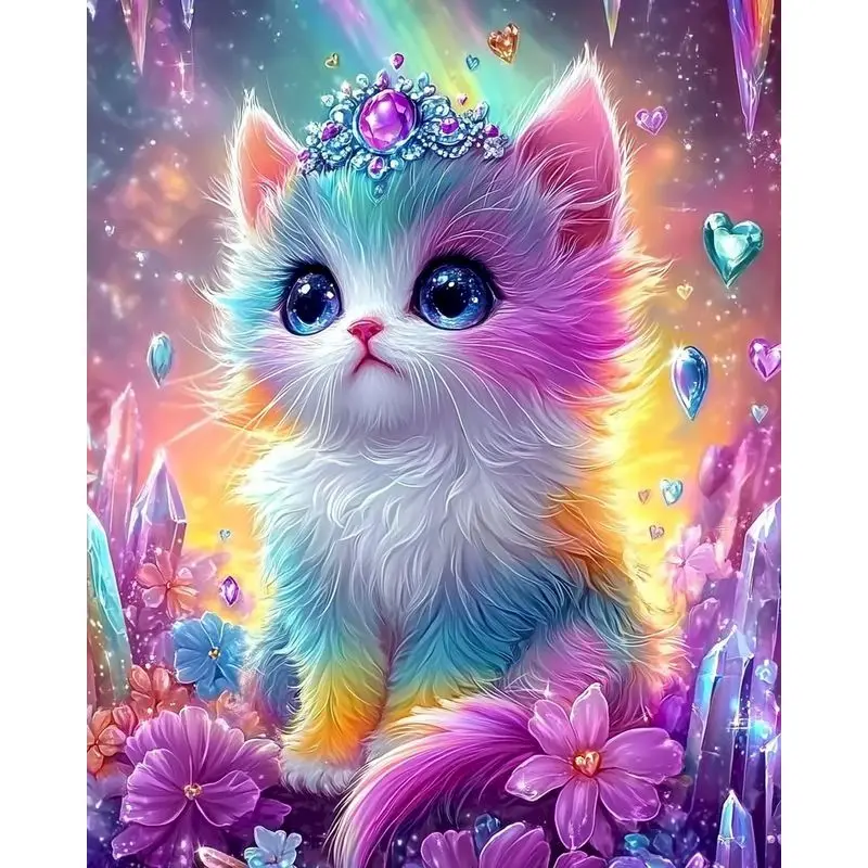 

RUOPOTY Coloring By Number Cat Animal Kits For Adults Handpainted DIY Frame Picture By Number Winter On Canvas Home Decoration