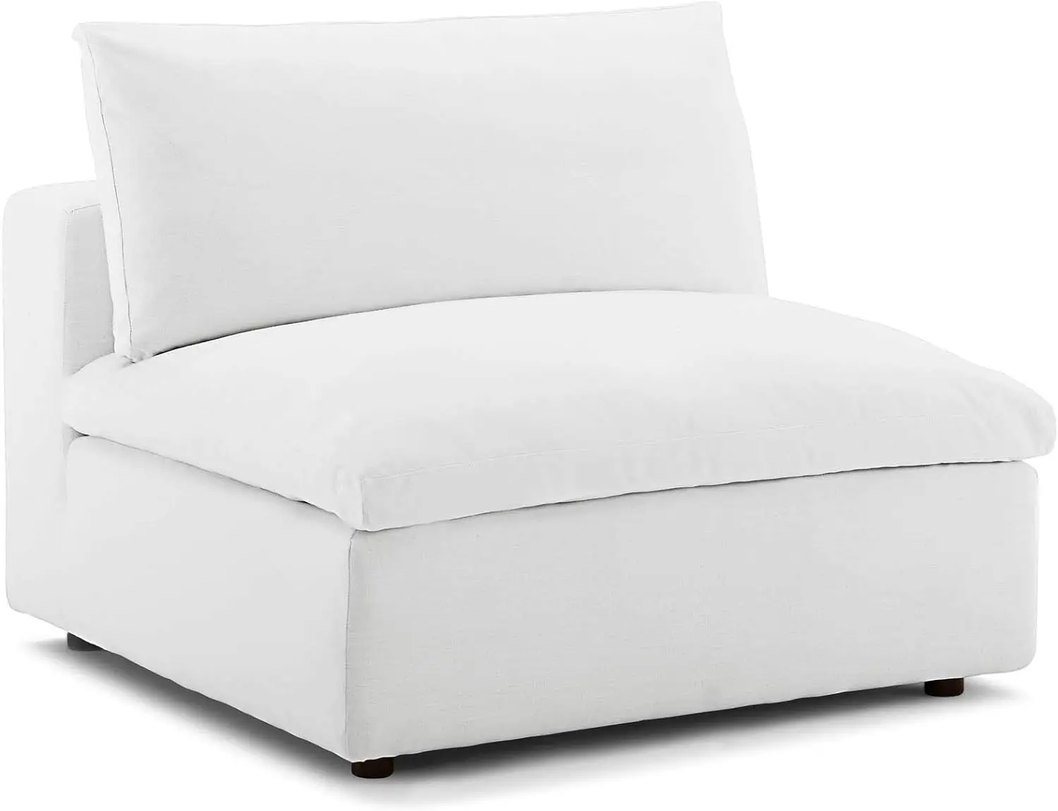 Down-Filled Overstuffed Upholstered Sectional Sofa Armless Chair in White