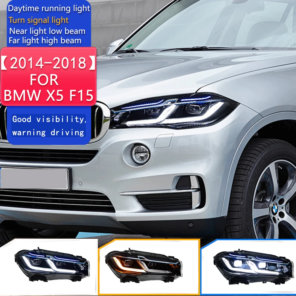 Head Lamp for BMW X5 F15 LED Headlight 2014-2018 Headlights F15 DRL Turn Signal High Beam Angel Eye Projector