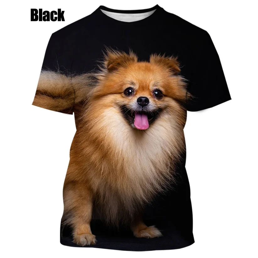 2022 New Summer Hot Sale Cute and Funny Dog Pomeranian 3D Printing High Quality Men\'s and Women\'s T-shirt Tops