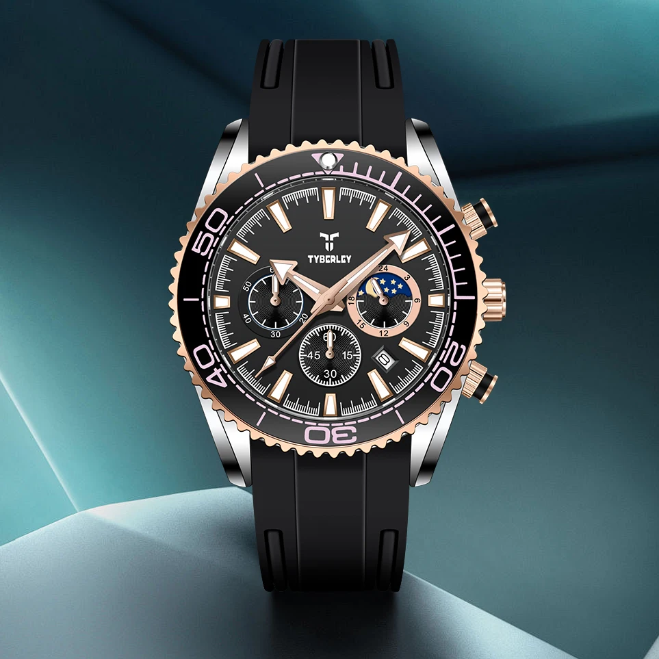 

TYBERLEY 2025 Men's Watches Top Luxury Quartz Watch For Men Chronograph Wristwatches Waterproof Sports Luminous Gift Man Clock