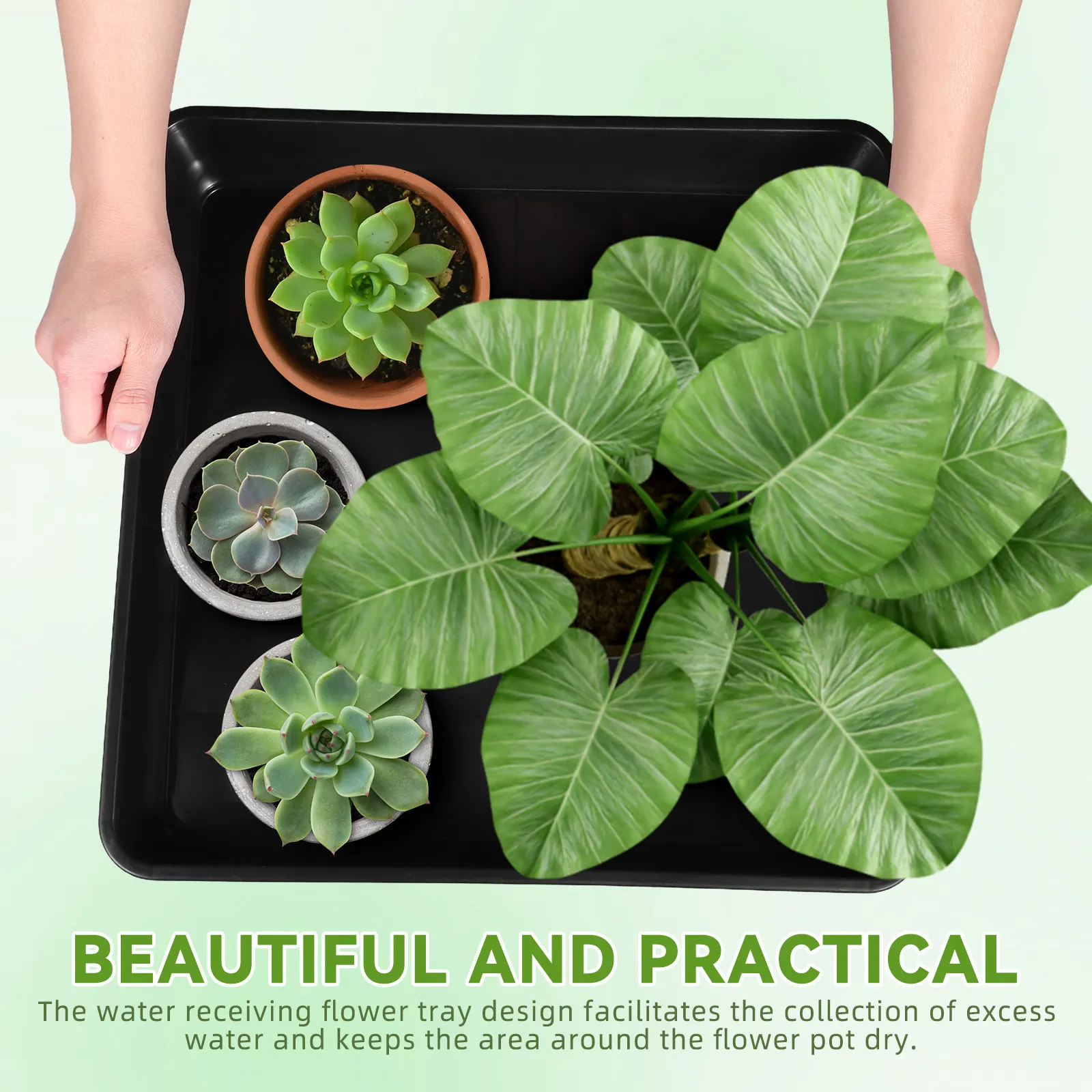 

2Pcs Plant Saucer Square Flowerpot Water Dish Durable Plastic Planter Saucer Tray Planter potted Drip Trays for Home garden Deco