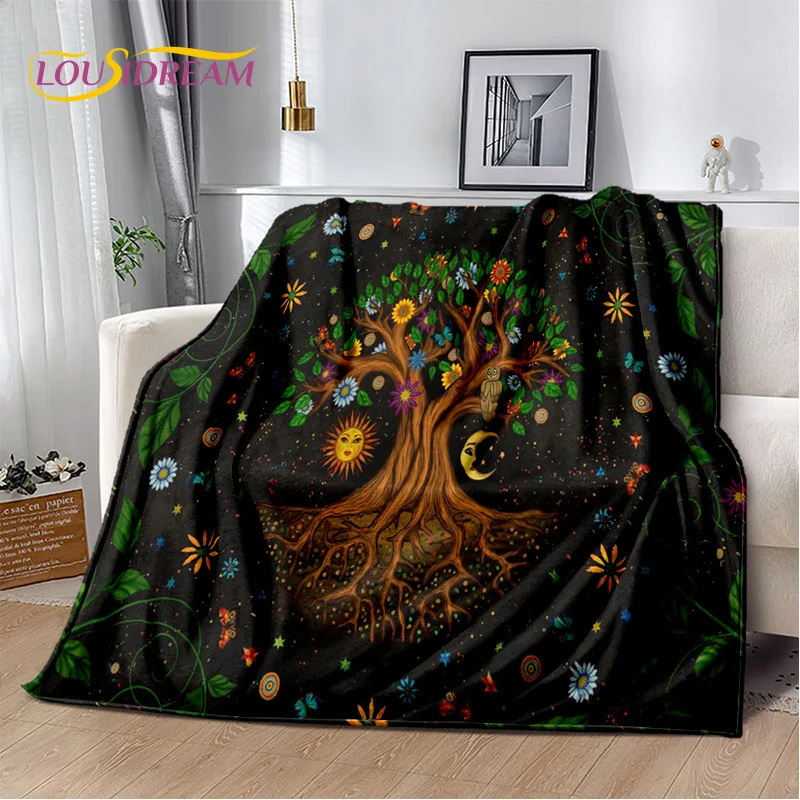 Nordic Mythology Yggdrasil Nature Tree of Life Blanket,Flannel Soft Throw Blanket for Home Bedroom Bed Sofa Picnic Office Kids