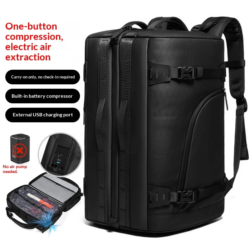 

Вакуумный компрессионный рюкзак большой вместимости, расширяемый, для путешествий и деловых поездок, ручная кладь, с USB-зарядкой, портативный, для хранения вещей