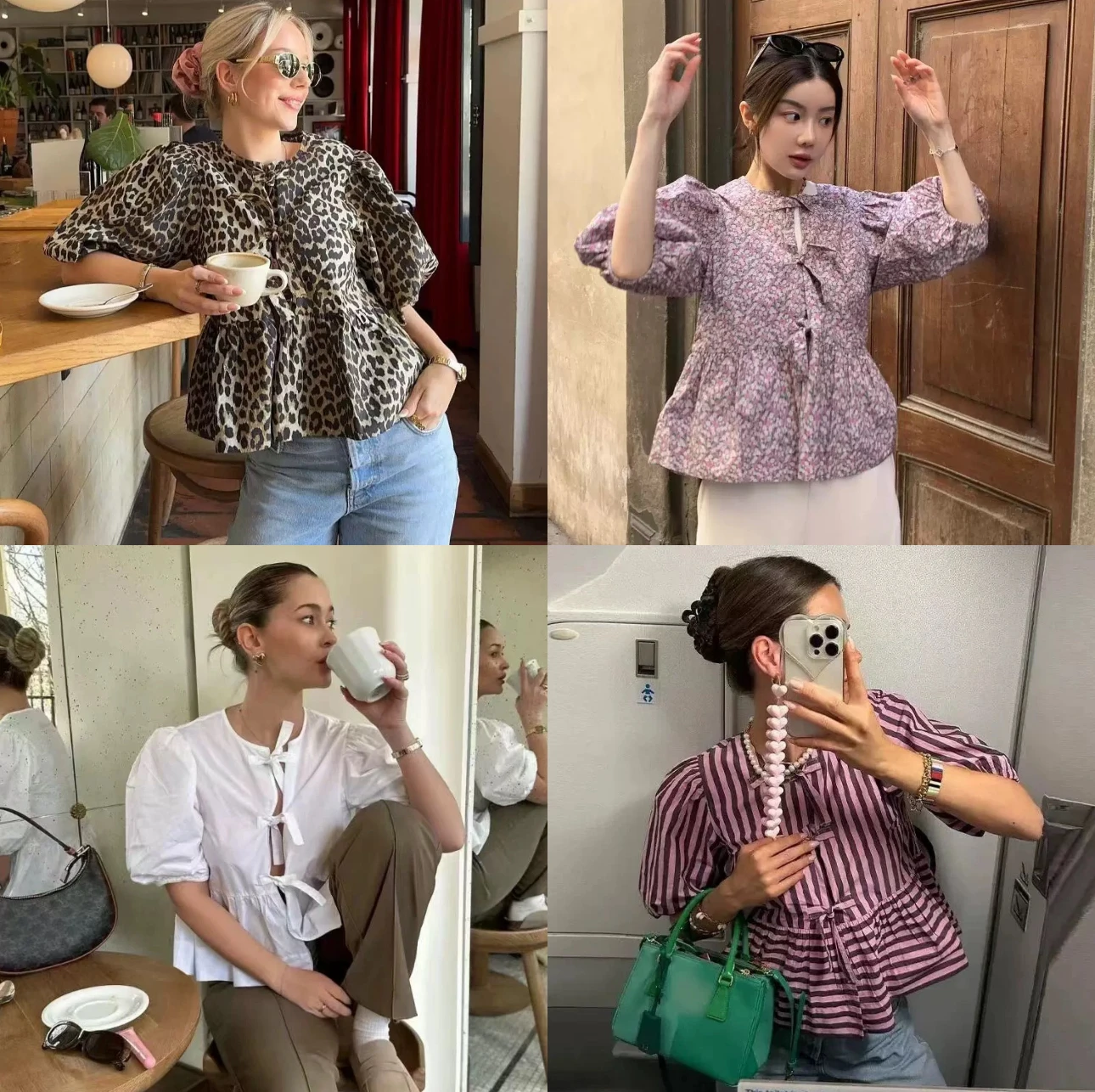 

Женский топ Bubble Sve irt Knot Top Linen Qui очень в полоску в корейском стиле Loose Fit ort Sve round Ne