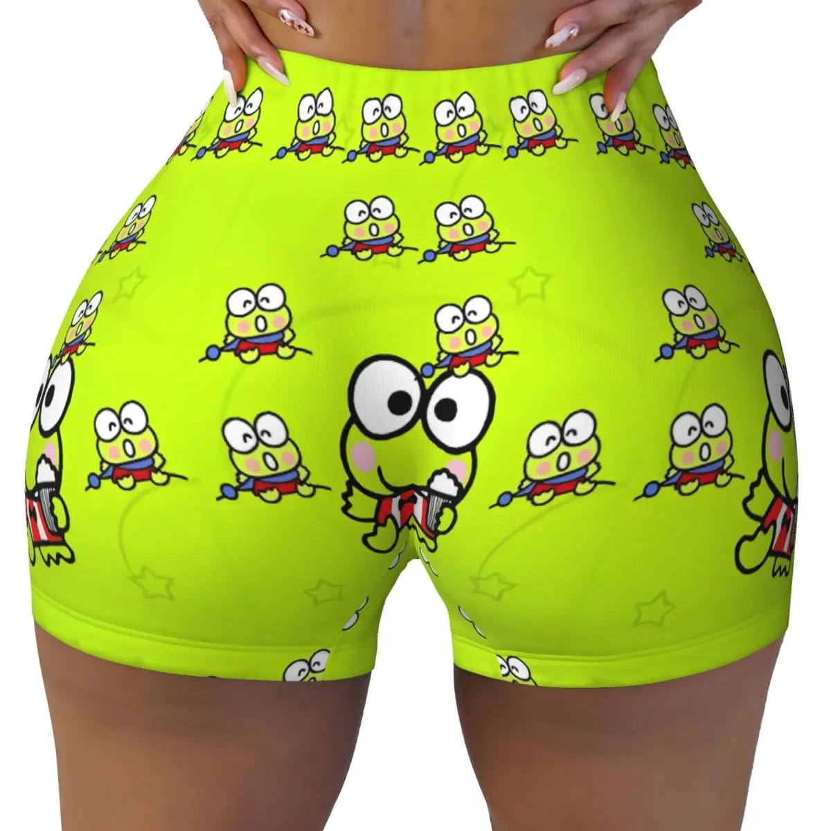 

Пользовательские милые шорты для бега Kerokero Keroppi Gym Biker для женщин, шорты для йоги