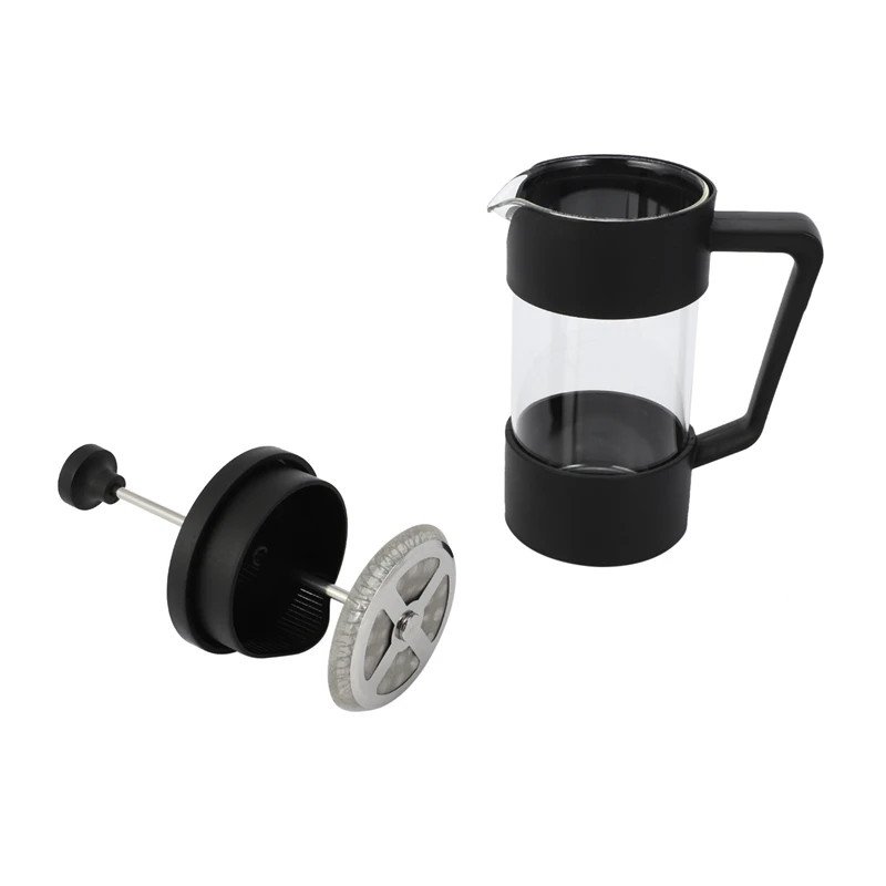 6X French Press Coffee & Tea Maker 12Oz, Thickened Borosilicate Glass Coffee Press Rust-Free And Dishwasher Safe,Black