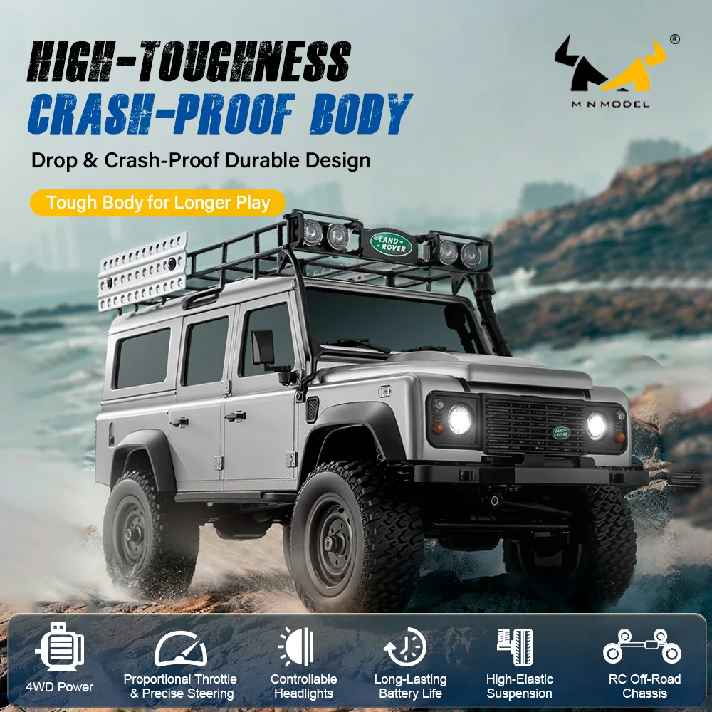 1/18 RC Crawler Car Four Wheel Drive Off Road Truck Full Proportional Remote Control LED Light Two Speed Model Vehicle