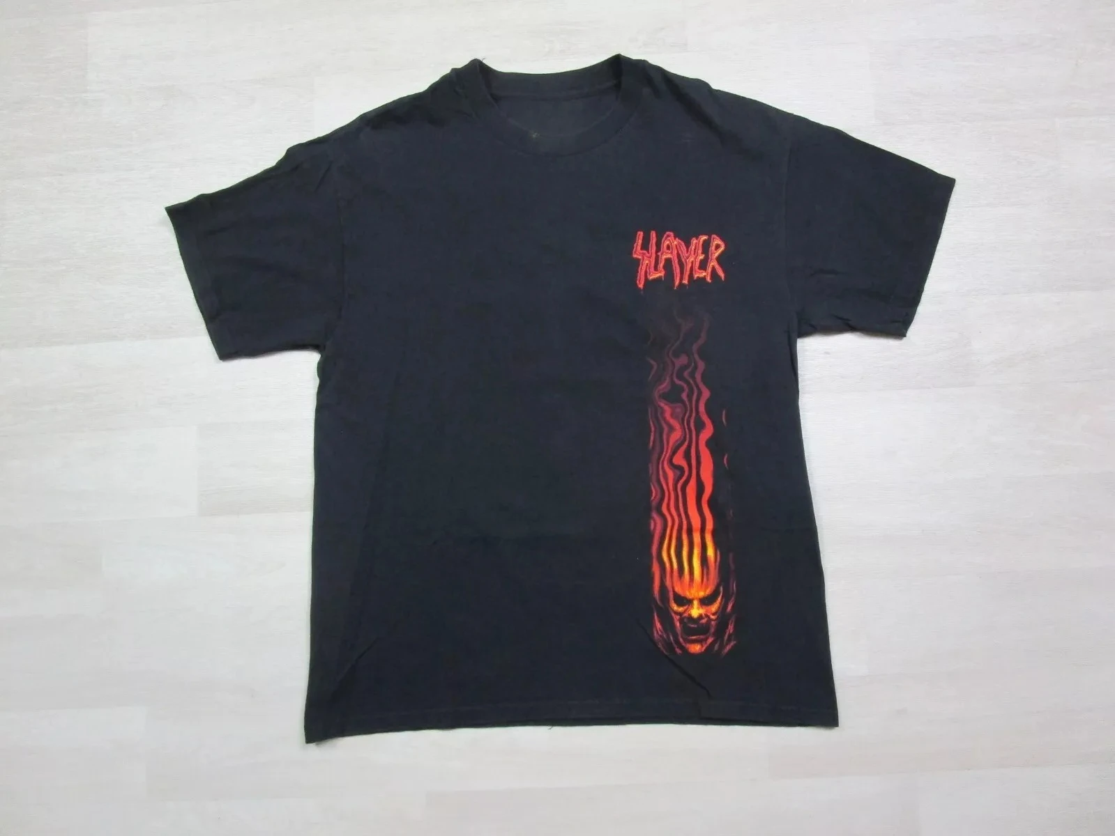 

Vintage Slayer T Shirt Diabolus On Tour 1999 90s Band Flaming Skull American Hip-hop Rock T-shirt Men Street Short-sleeved Women