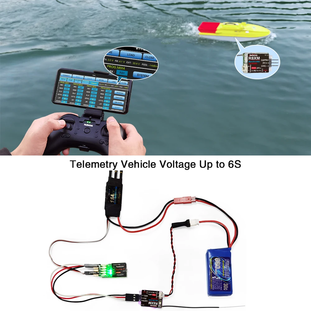 Radiolink 8 Kanäle Mini Empfänger R8XM 2,4 GHz Integrierte Telemetrie Fahrzeug Spannung 4000 Meter Control & Telemetrie Entfernung – Detail 3