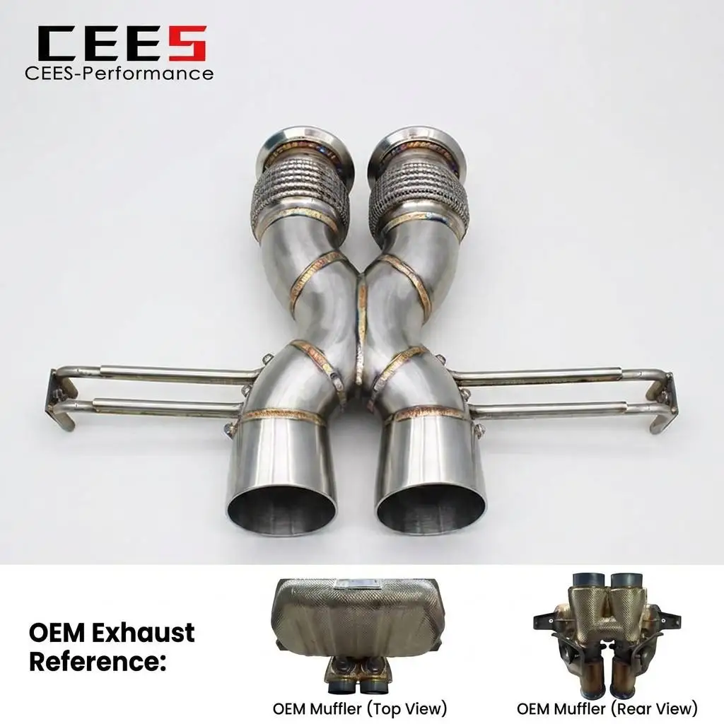 CEES Stainless Steel Catback Exhaust Pipes for Lamborghini Temerario V8 4.0T 2025-2026 High Performance Direct Exhaust Pipe
