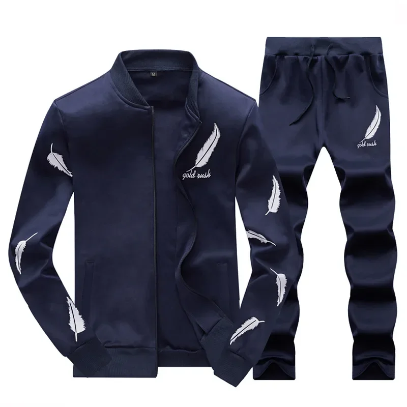 Casual Tracksuit Men Outerwear Fashion Jacket + Pants 2 Pieces Set Autumn Sporting Track Suit Male Clothing