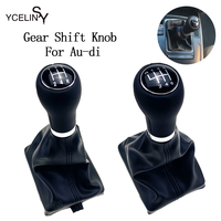 5 6 Speed Car Shift Gear Knob Shifter Lever Stick Knob Bushing For Audi A6 C6 (2004-2012) A4 S4 B8 8K A5 8T 8F Q5 8R 2007-2015