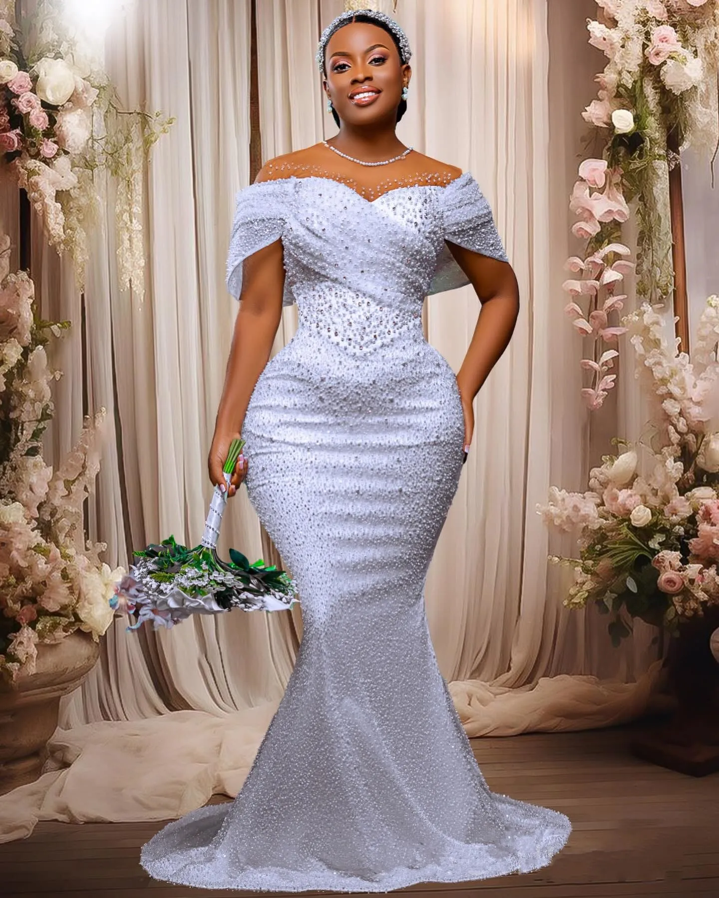 Moderno sereia vestido de casamento sheer neck lantejoulas rendas frisado pérolas trem destacável vestido de noiva novo estilo vestidos de novias