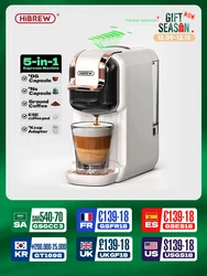 HiBREW 5 in 1 Multiple Capsule Coffee Machine Hot/Cold DG Cappuccino Nes Small Capsule ESE Pod Ground Coffee Cafeteria 20Bar H2B