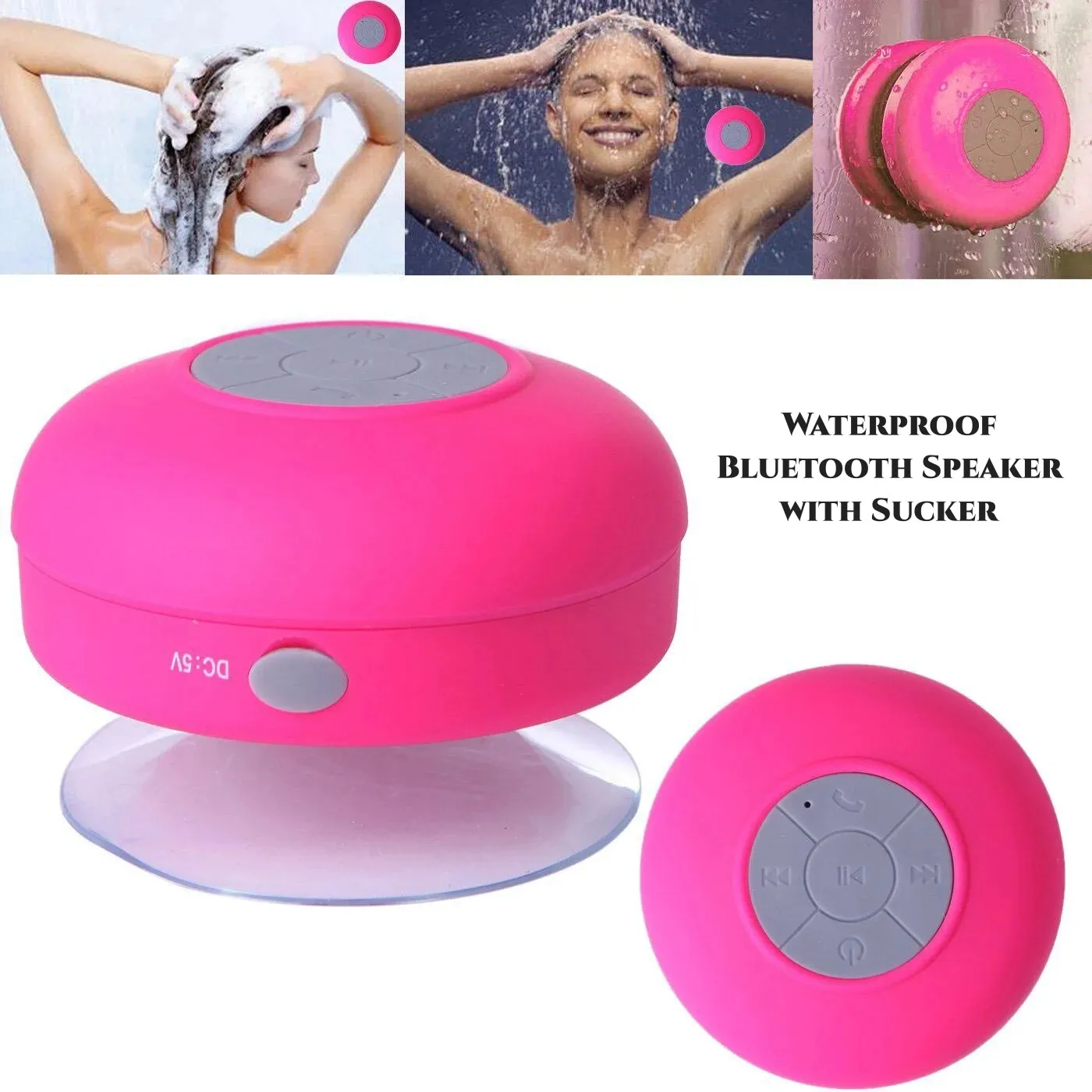 Mini Wireless Bluetooth Waterproof Built-in Mic Speaker, 360 ° Surround Sound Speaker Large Suction Cup for Shower and Car