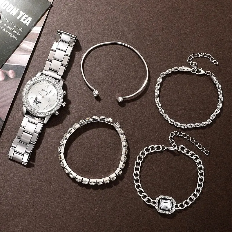 Women Watches Round Analog Quartz Watch Stainless Steel Strap Watches for Women Simple Rhinestone Bracelet Female Clock Relogio