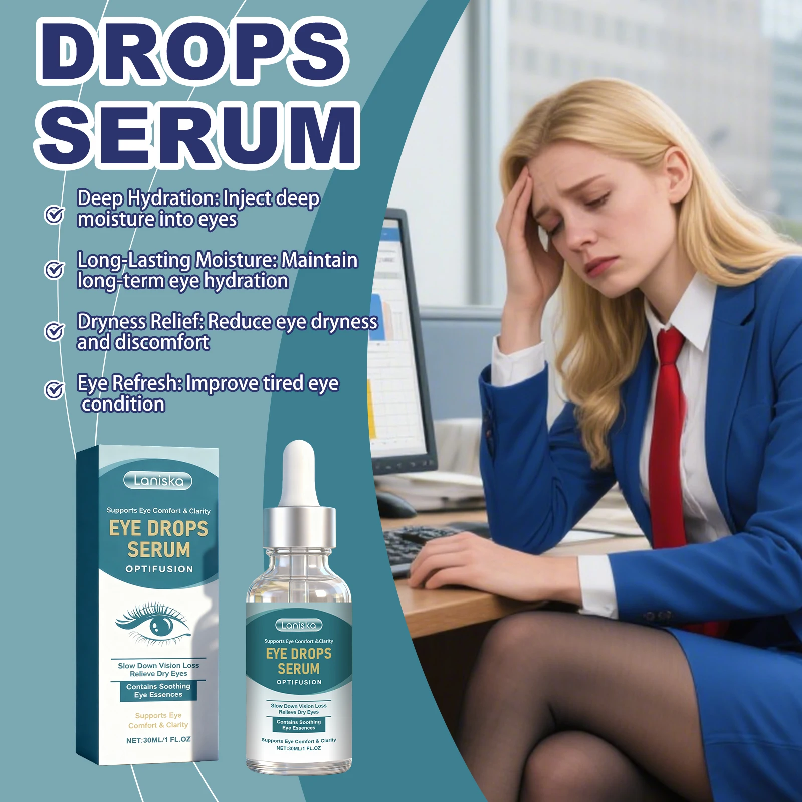 Eye Serum to Relieve Eye Fatigue Gently Caring and Moisturizing Cooling and Hydrating Relieves Dryness Daily Eye Care Drops