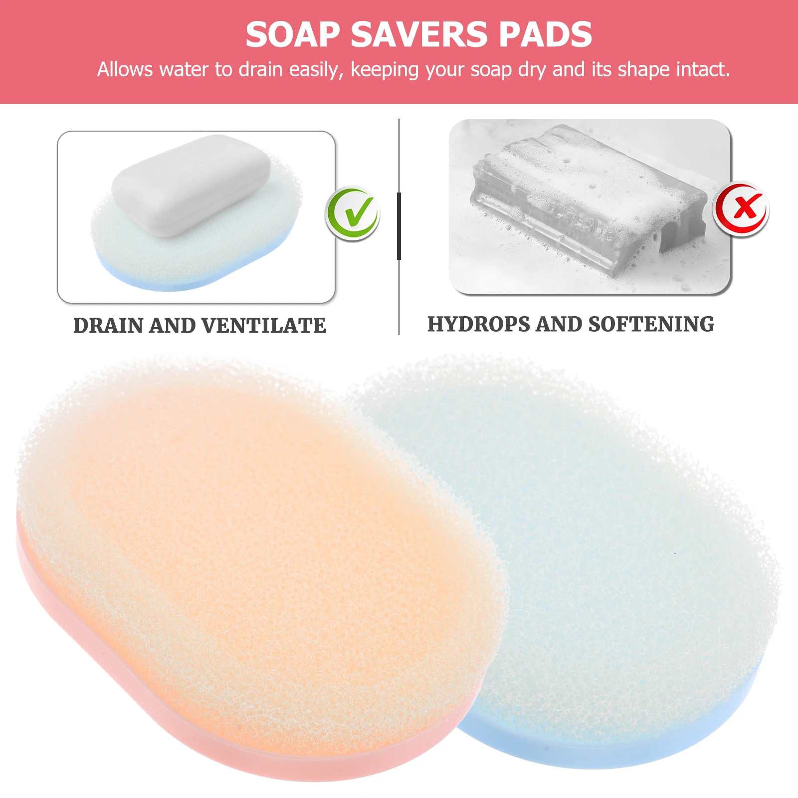

4 Pcs Soap Tray and Sponge Holder Stand Bathroom Rack Dish Shower Holders Rests