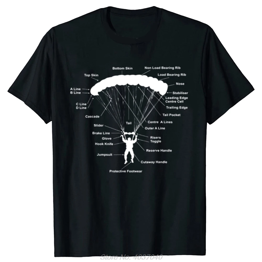 Retro Men Skydiving T-shirt Man Funny Parachute Anatomy Magic Skydiver T Shirt Vintage Paragliding Parachu Paraglider TShirt