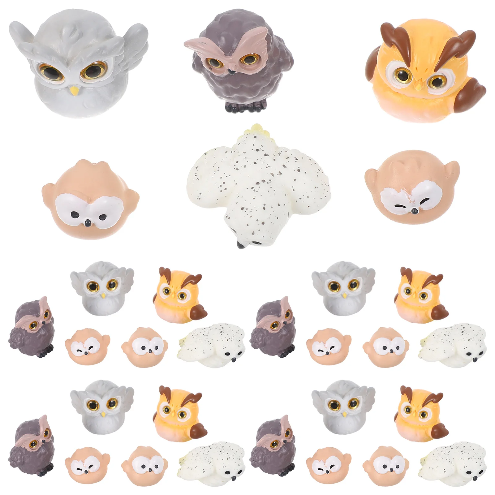 

30 шт. миниатюрные фигурки совы, детализированные маленькие статуи совы из смолы, аксессуары для сказочного сада, террариум, украшения для сочных горшков