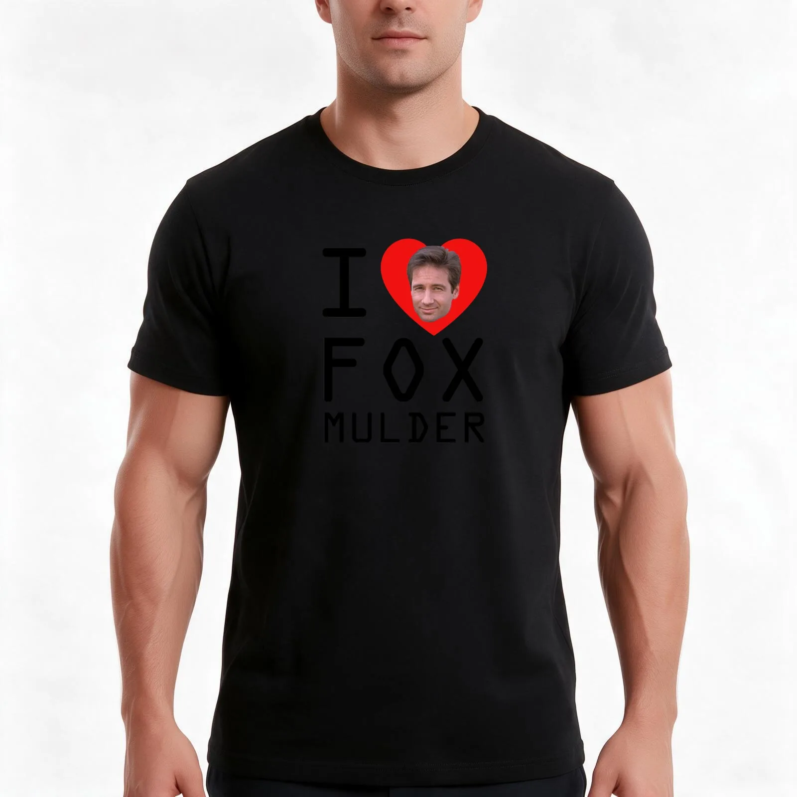 I Heart Fox Mulder T-Shirt, Summer Casual Cotton Tee, Oversized Streetwear Tops, Vintage Graphic Print, Loose Fit Short Sleeve